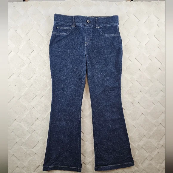 Spanx Shape EveryWear FLARE Raw Indigo Jeans Womens 1X Pull On Stretch - Picture 1 of 11